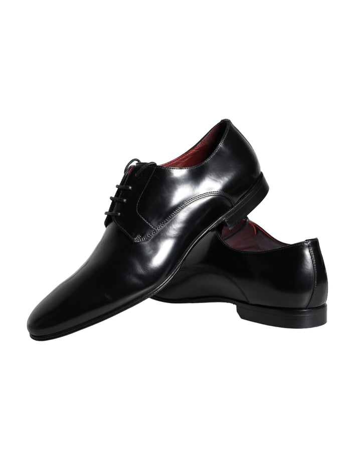 Dolce & Gabbana Black Calfskin Leather Derby Men Dress Shoes