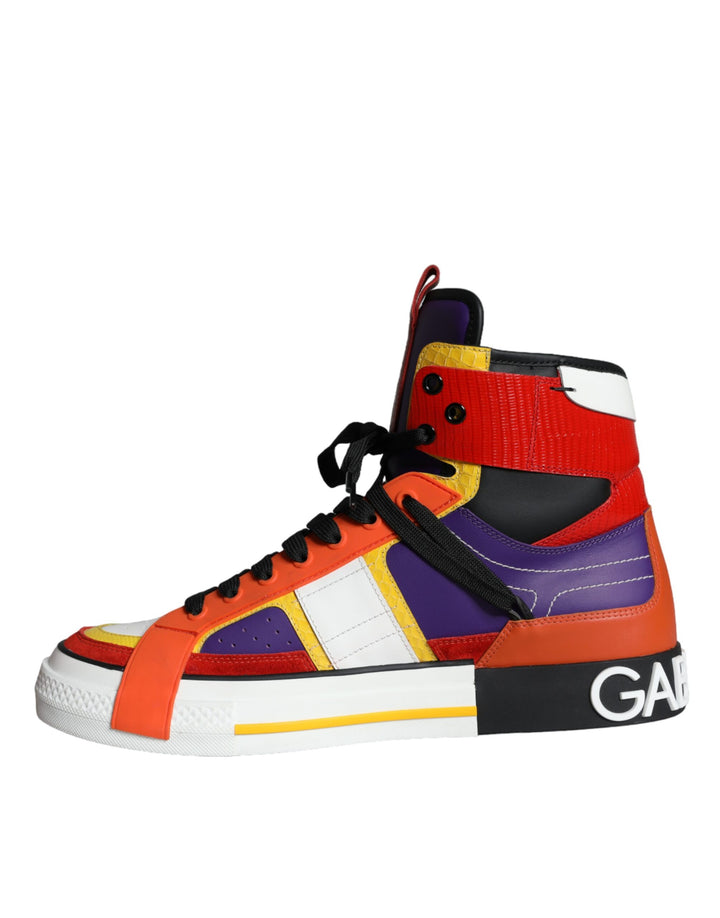 Dolce & Gabbana Multicolor Leather High Top Sneakers Shoes