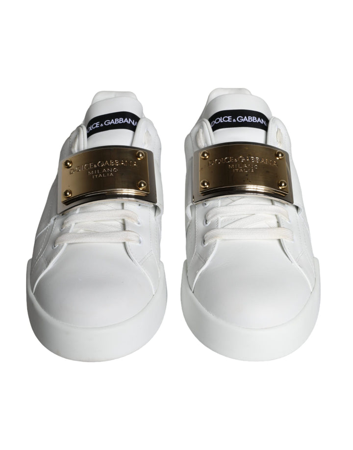 Dolce & Gabbana White Portofino Logo Plaque Sneakers Shoes