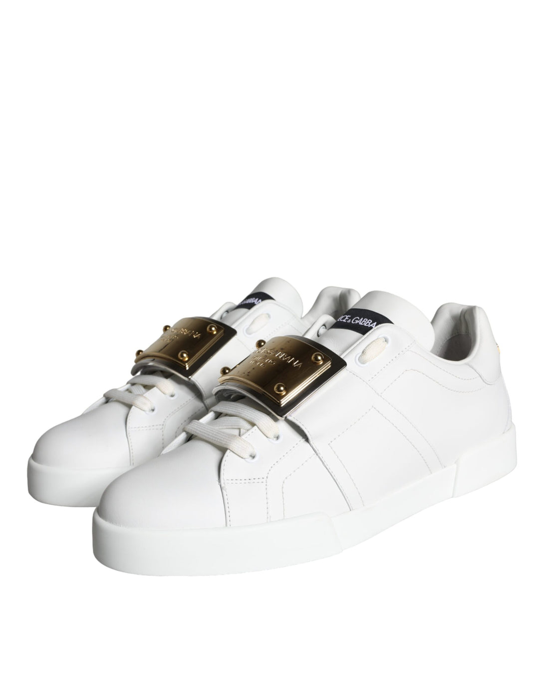 Dolce & Gabbana White Portofino Logo Plaque Sneakers Shoes