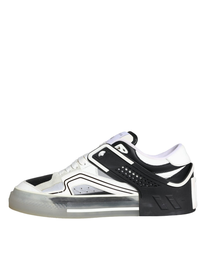 Dolce & Gabbana Black Silver Custom 2.Zero Low Top Sneakers Shoes