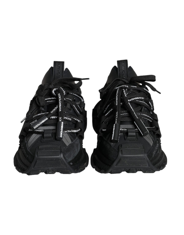 Dolce & Gabbana Black Low Top Space Lace Up Sneakers Shoes