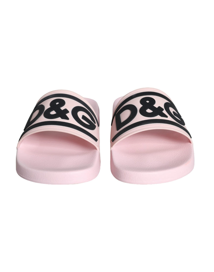 Dolce & Gabbana Black Pink Sandals Rubber Men Beachwear Shoes