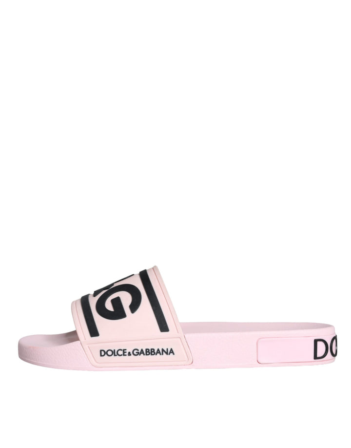 Dolce & Gabbana Black Pink Sandals Rubber Men Beachwear Shoes