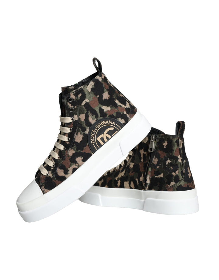 Dolce & Gabbana Multicolor Camouflage High Top Sneaker Shoes