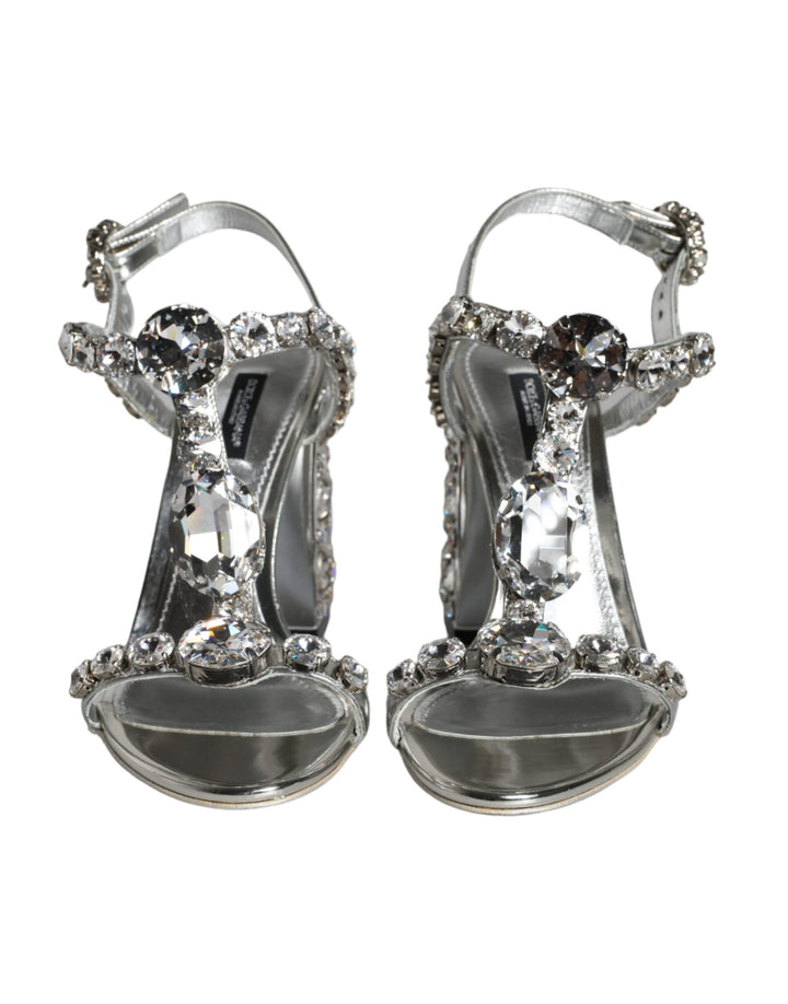 Dolce & Gabbana Silver Crystals High Heels Sandals Shoes