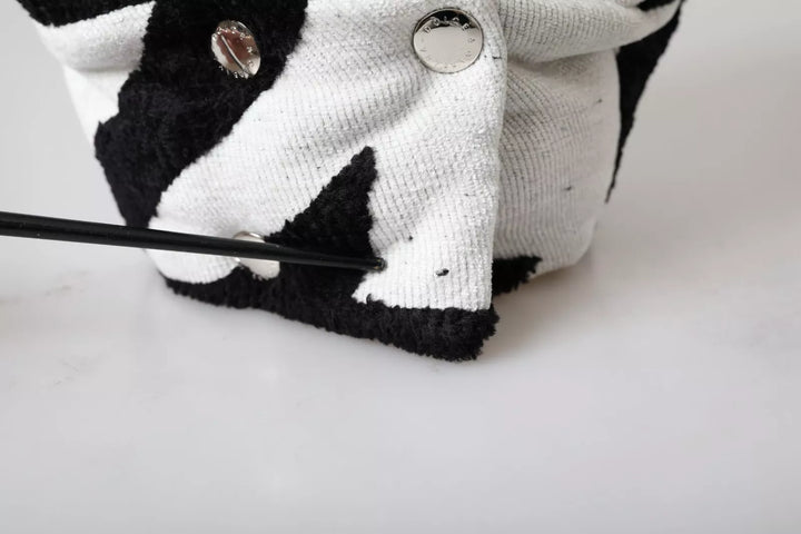 Dolce & Gabbana Black White Wool Whole Head Wrap Hat