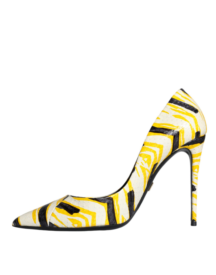 Dolce & Gabbana Multicolor Stripes Leather High Heels Pumps Shoes