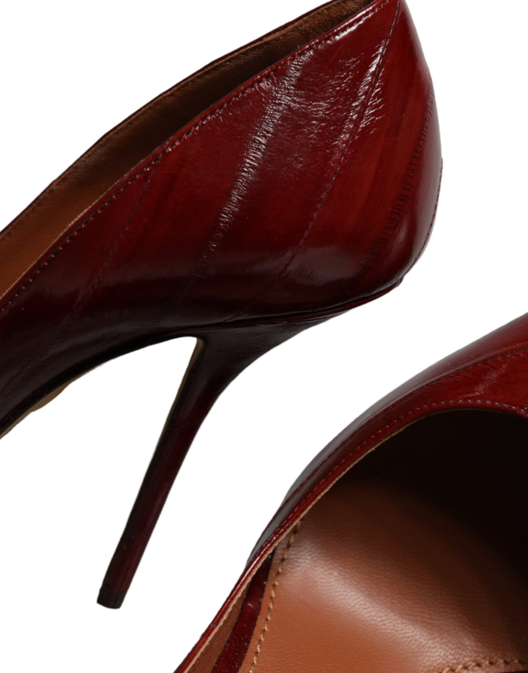 Dolce & Gabbana Dark Red Leather High Heels Pumps Shoes