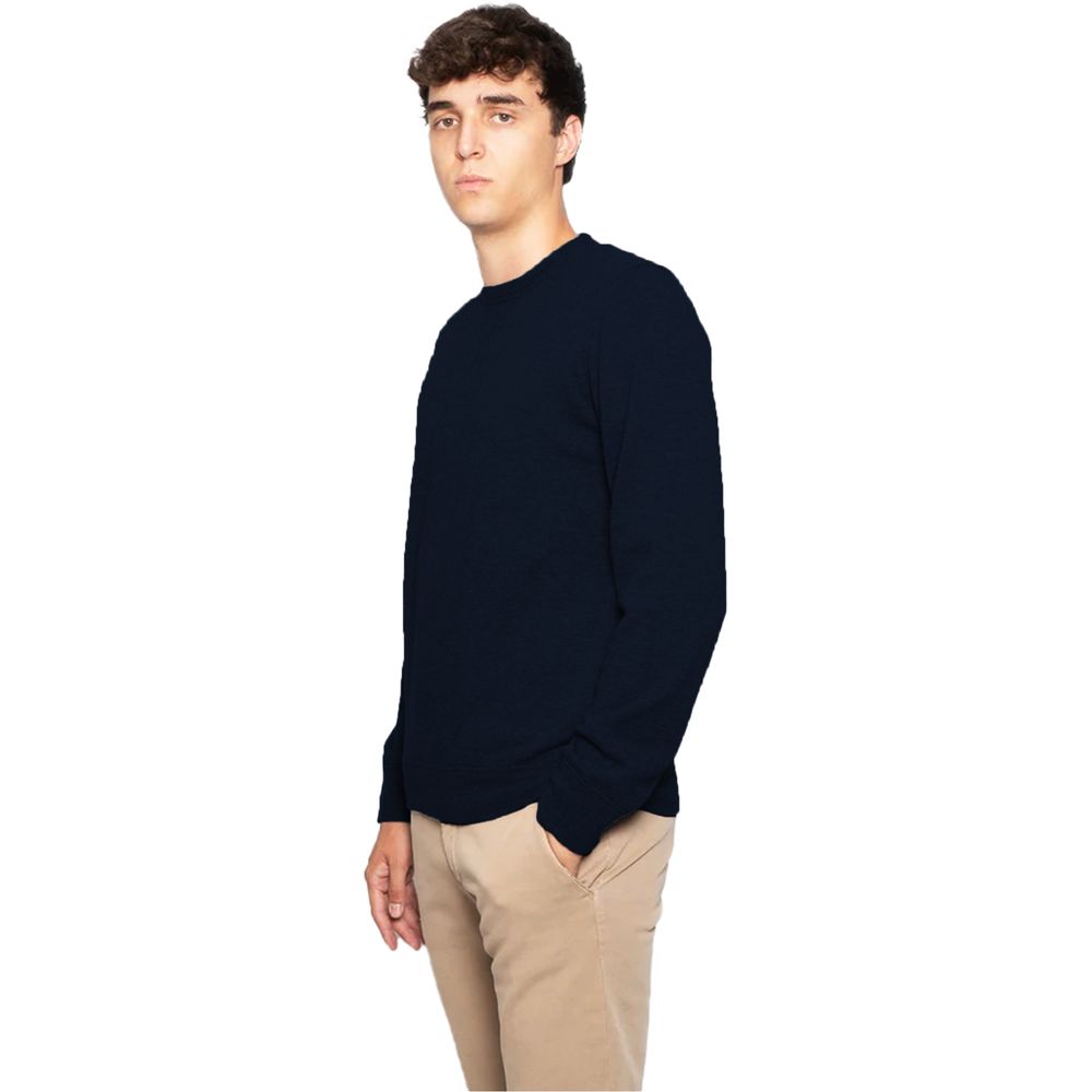 Alpha Studio Blue Wool Men's Crewneck Sweater