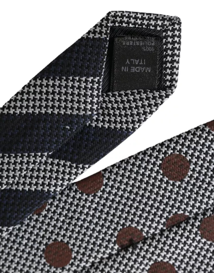 Dolce & Gabbana Gray Dotted Pattern 100% Silk Adjustable Men Tie