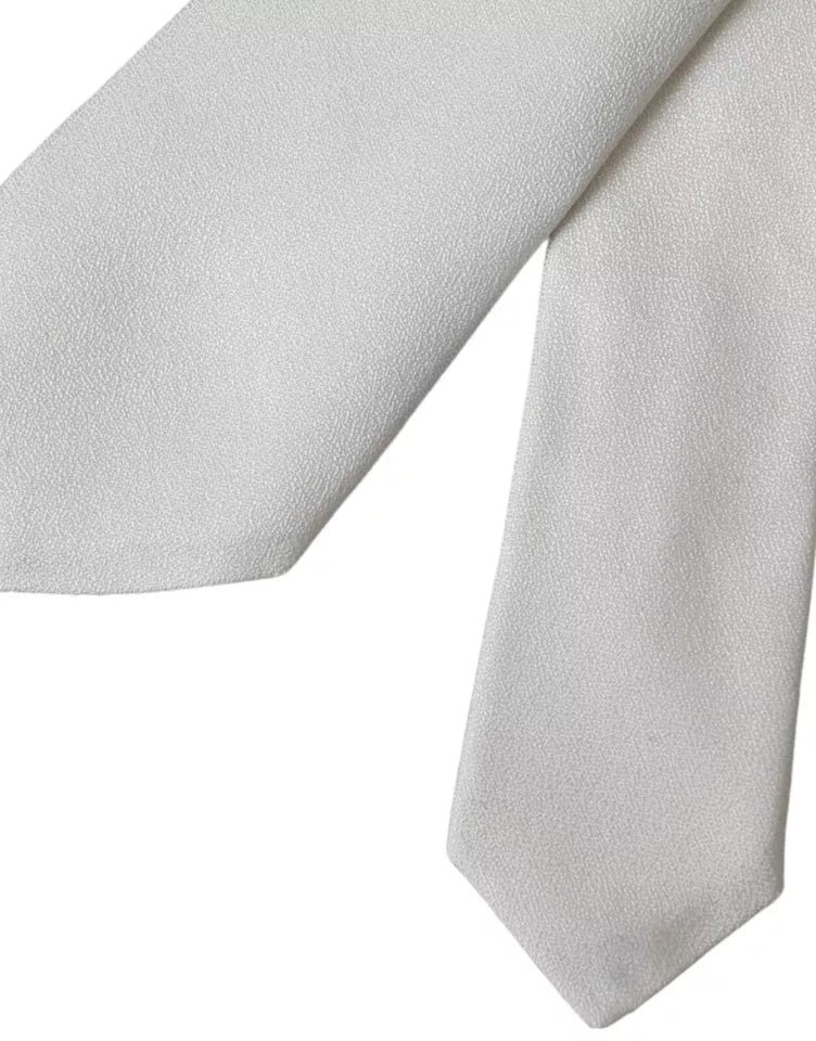 Dolce & Gabbana White Silk Classic Adjustable Men Tie