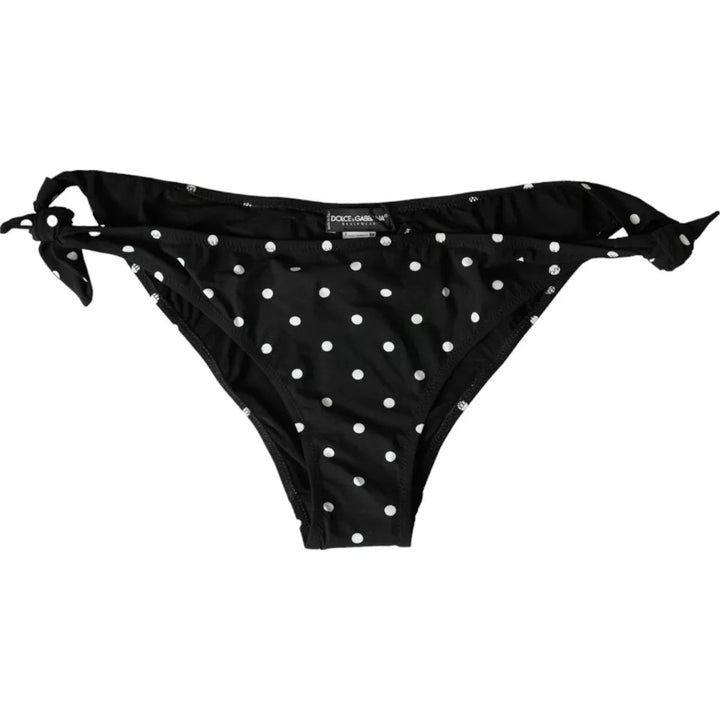 Dolce & Gabbana Black Polka Dot Swimwear Beachwear Bottom Bikini