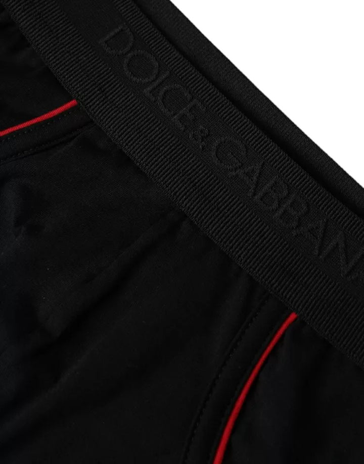 Dolce & Gabbana Black Logo Cotton Stretch Mid Slip Underwear