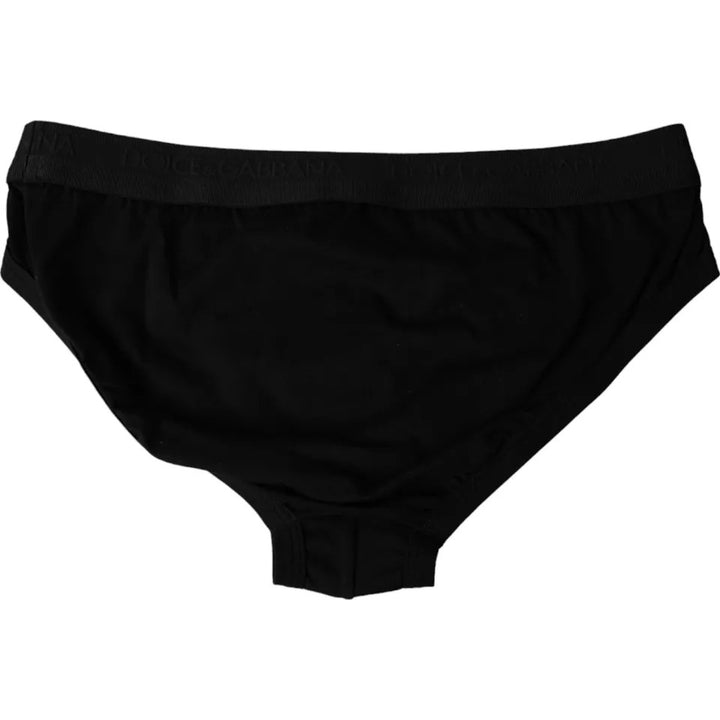 Dolce & Gabbana Black Logo Cotton Stretch Mid Slip Underwear