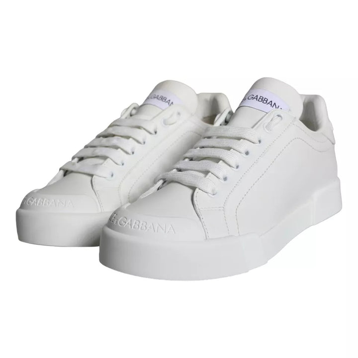 Dolce & Gabbana White Calfskin Leather Miami Low Top Sneakers Shoes