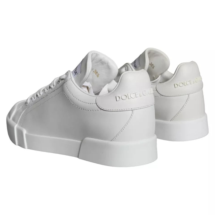 Dolce & Gabbana White Calfskin Leather Miami Low Top Sneakers Shoes