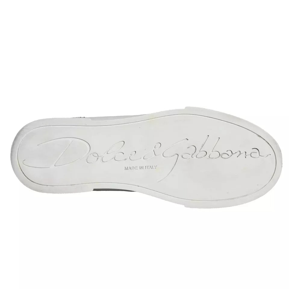 Dolce & Gabbana White Leather Portofino Low Top Sneakers Shoes