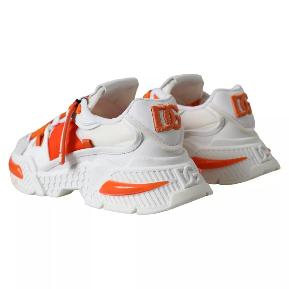 Dolce & Gabbana White Orange Airmaster Low Top Sneakers Shoes