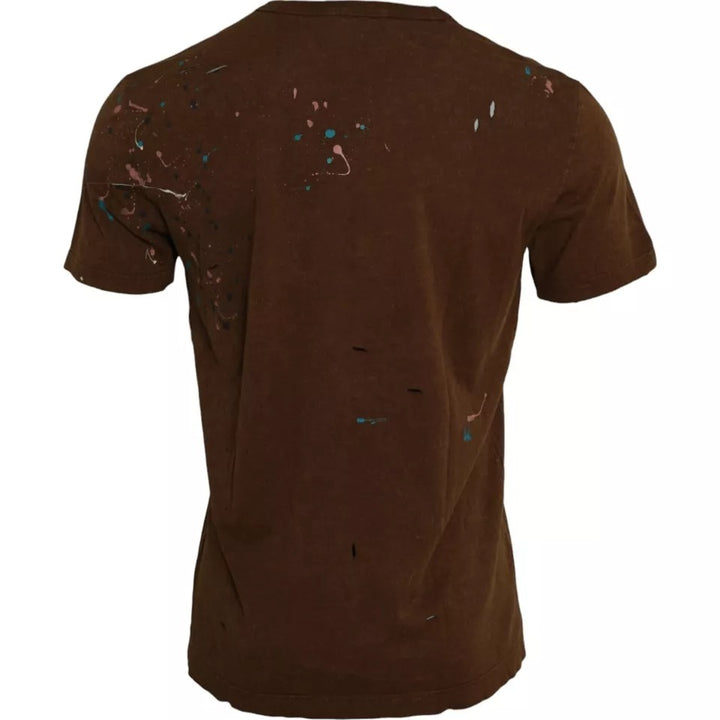 Dolce & Gabbana Brown Color Splash Cotton Crew Neck T-shirt