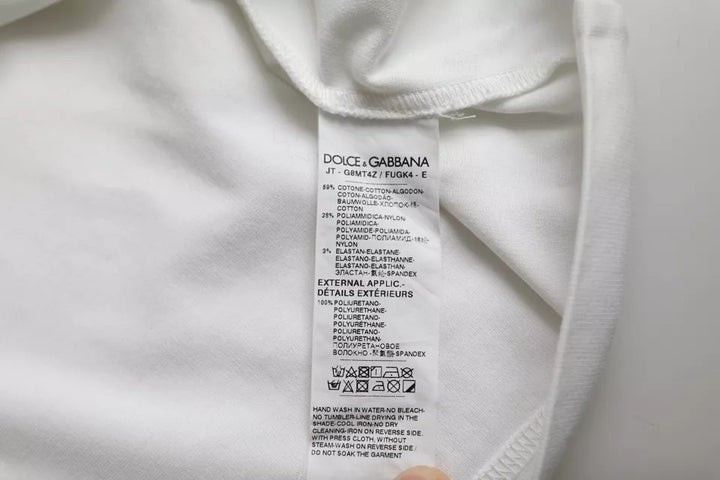 Dolce & Gabbana White Logo Round Neck Short Sleeves T-shirt