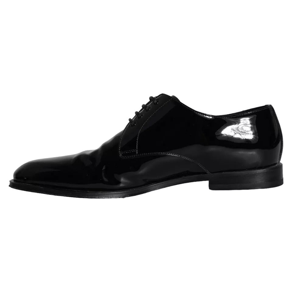 Dolce & Gabbana Black Calfskin Leather Derby Men Dress Shoes