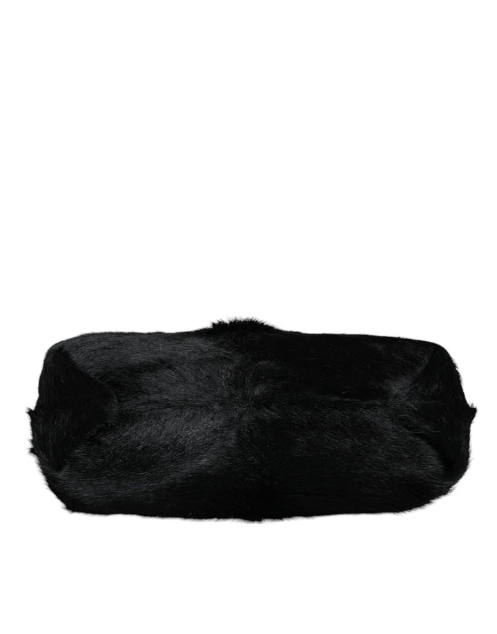 Dolce & Gabbana Black Fur Handbag Clutch Purse Pouch Bag