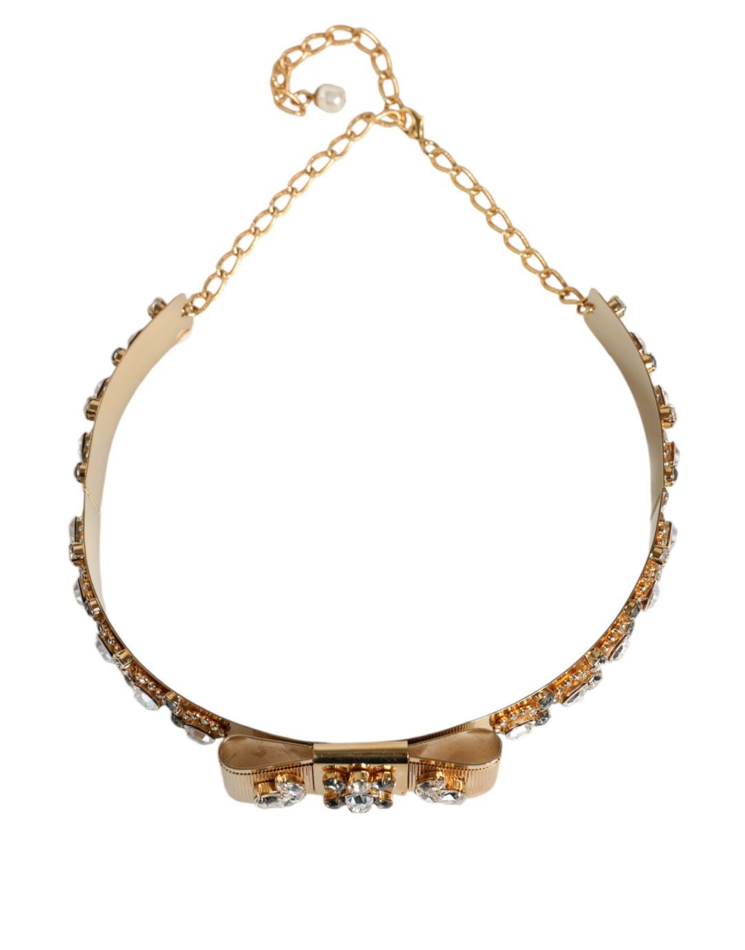 Dolce & Gabbana Gold Tone Crystal Embellished Women Waist Chain Belt