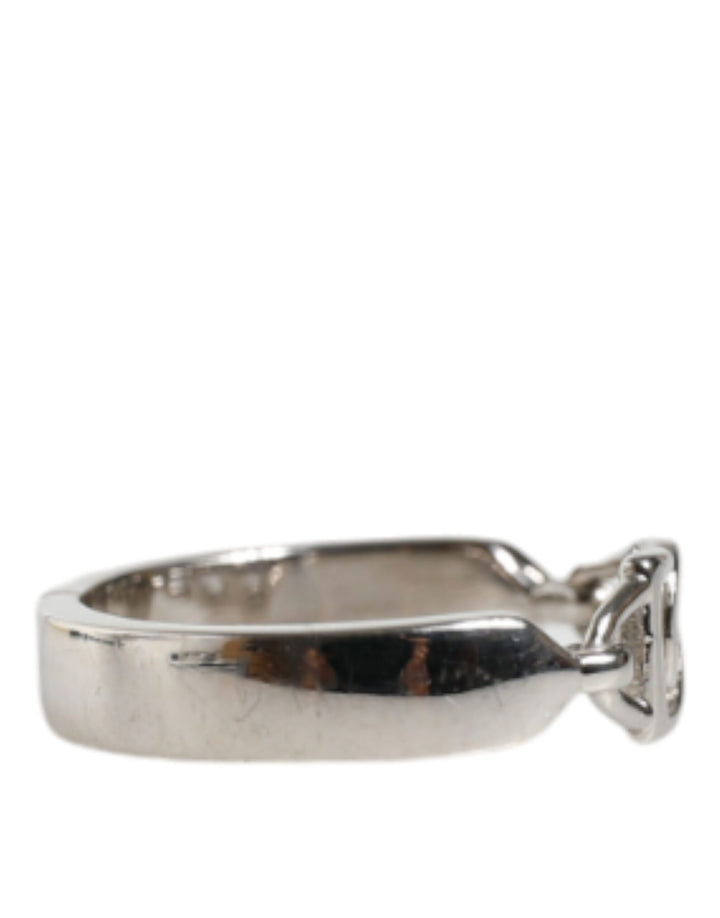 Dolce & Gabbana Silver Tone Brass Anello DG Round Bangle Bracelet