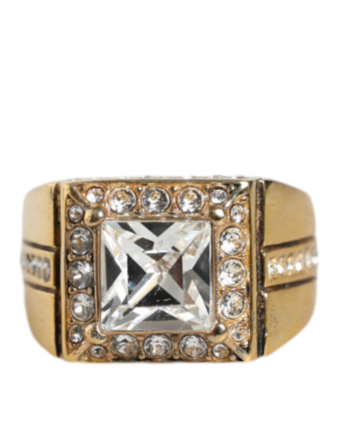 Dolce & Gabbana Gold Plated 925 Silver Clear Crystal Ring