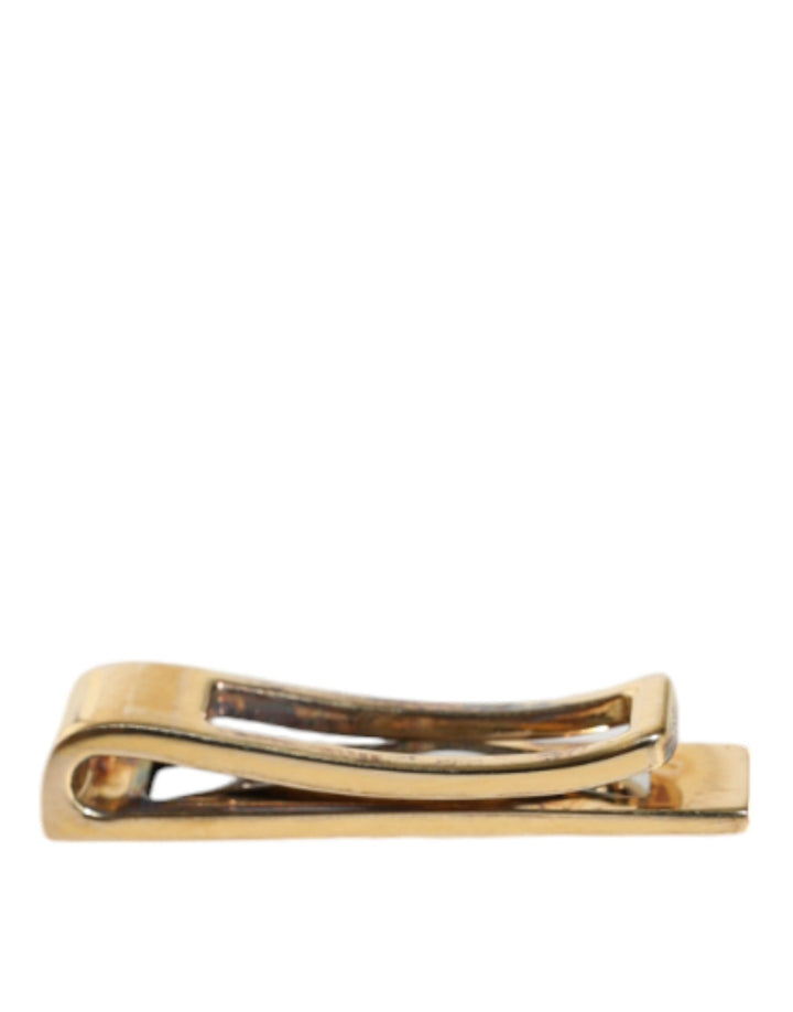 Dolce & Gabbana Gold Tone Brass Logo Branded Men Tie Clip Bar