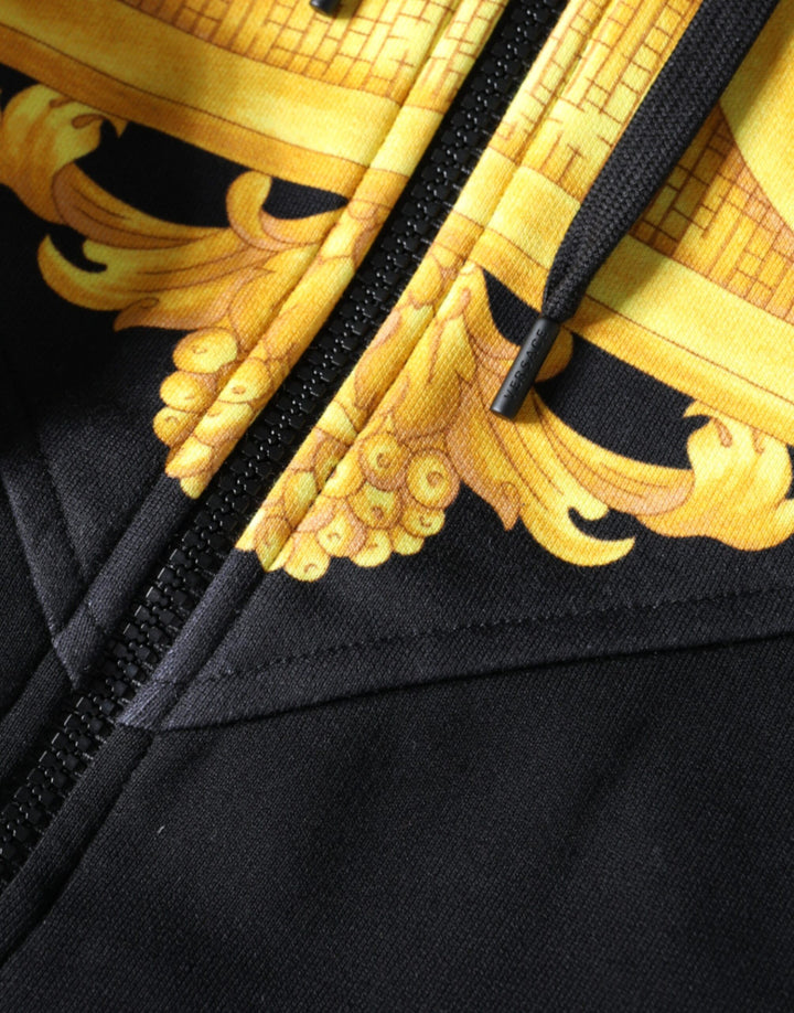 Versace Black Medusa Print Cotton Full Zip HoodieSweatshirt Sweater