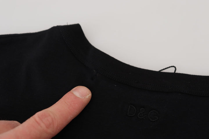 Dolce & Gabbana Black Cotton Stretch Short Sleeves Top Underwear