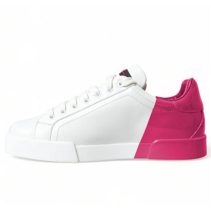 Dolce & Gabbana Fuchsia Leather Di Calfskin Sneaker