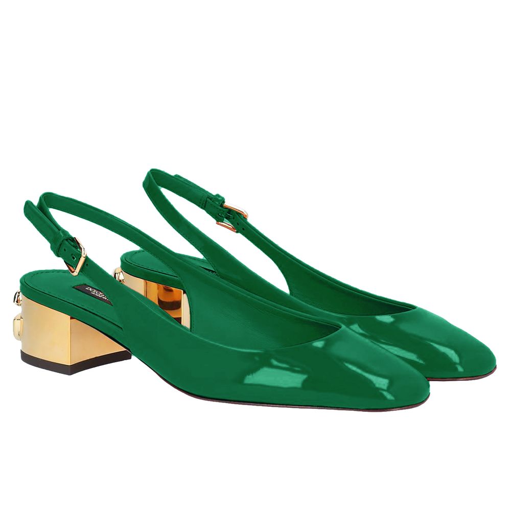 Dolce & Gabbana Green Leather Di Calfskin Pump