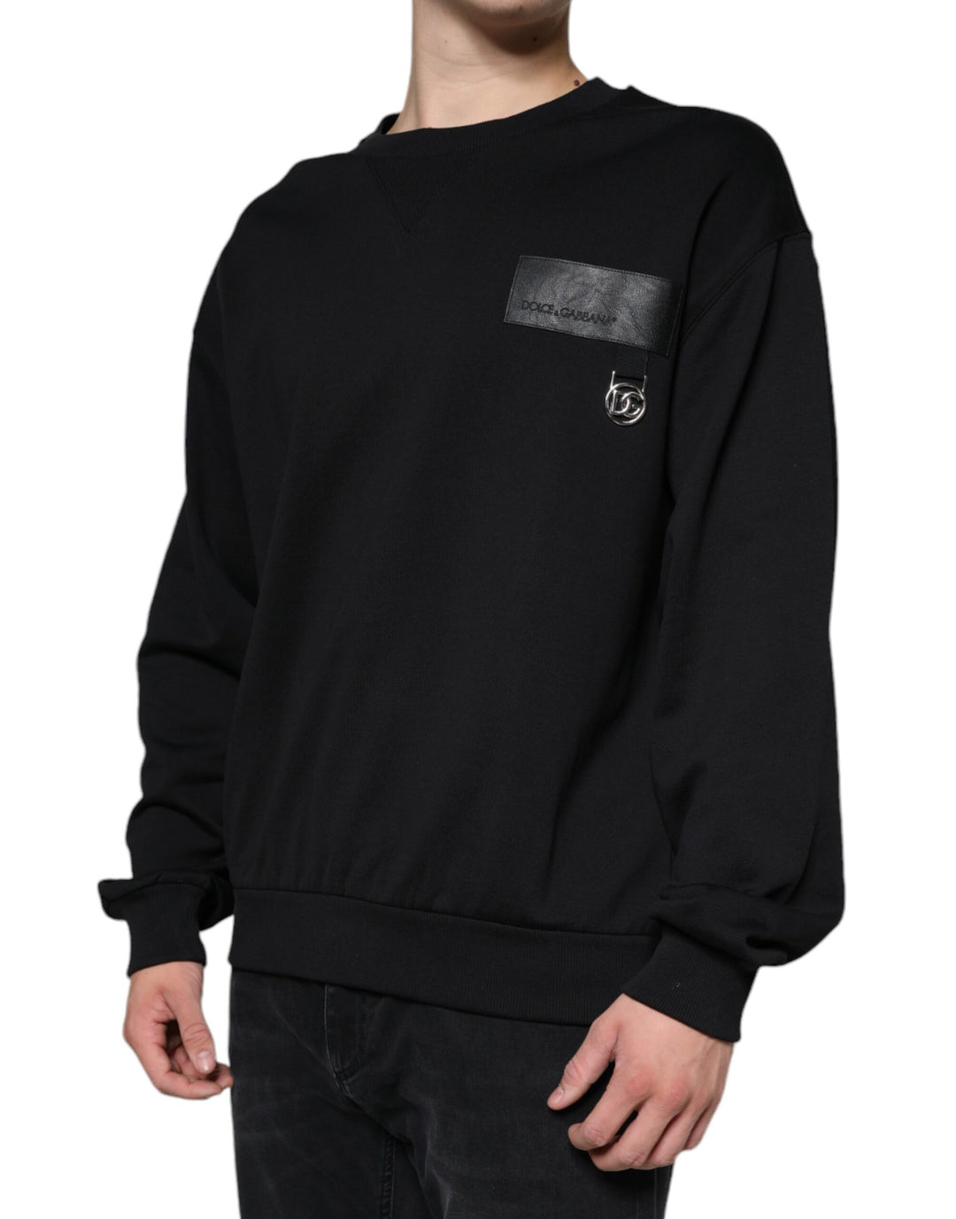 Dolce & Gabbana Black Logo Cotton Long Sleeves Sweatshirt Sweater