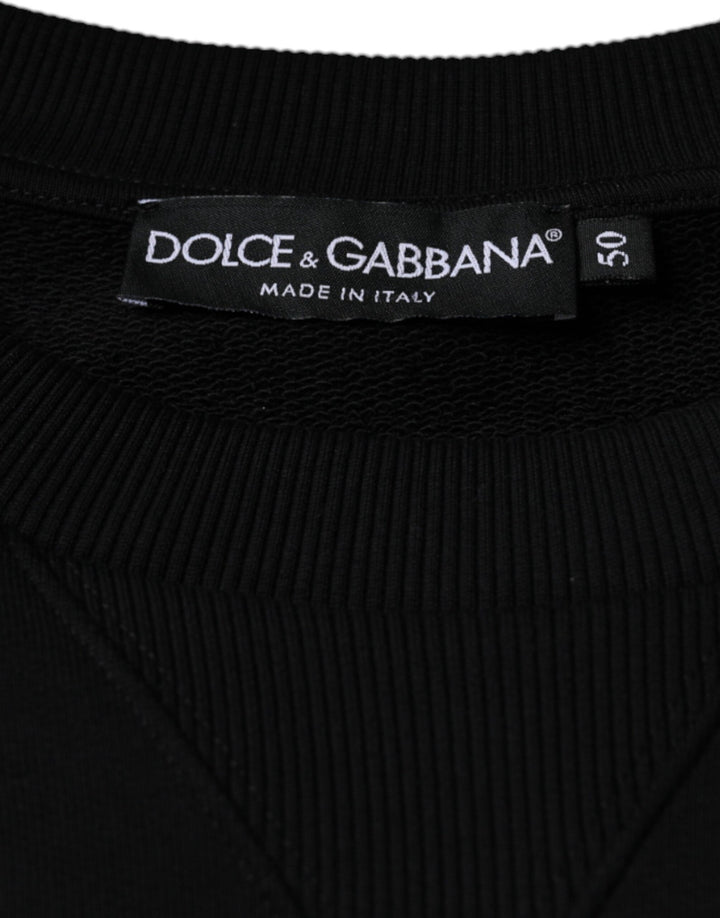 Dolce & Gabbana Black Logo Cotton Long Sleeves Sweatshirt Sweater