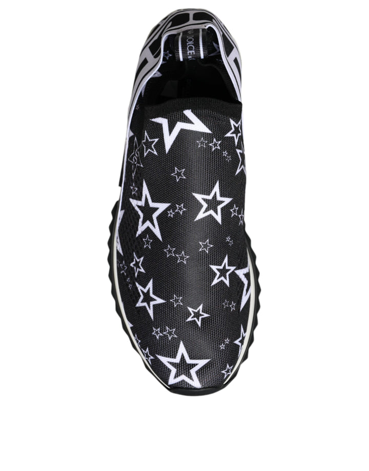 Dolce & Gabbana Black White Star Print Sorrento Sneakers Shoes