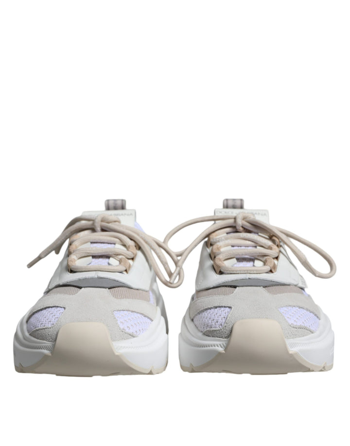 Dolce & Gabbana White Beige Leather Sport DAYMASTER Sneakers Shoes