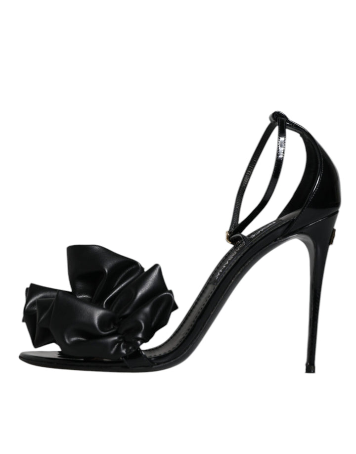 Dolce & Gabbana Black Leather Ankle Strap Heel Sandals Shoes