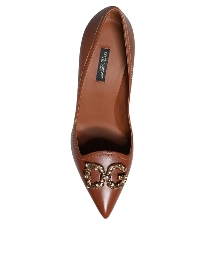 Dolce & Gabbana Brown Amore Calf Leather Heels Pumps Shoes