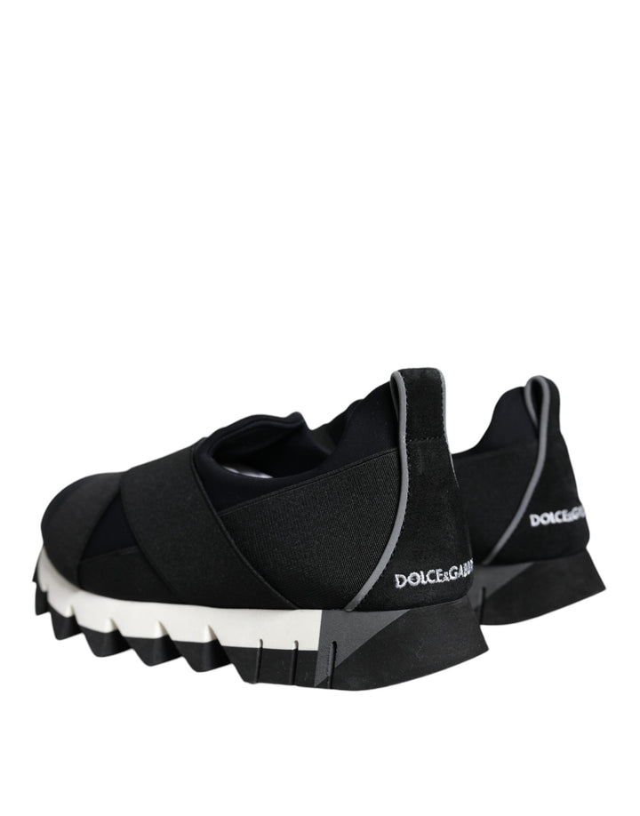 Dolce & Gabbana Black Neoprene Stretch Shark Sneakers Shoes