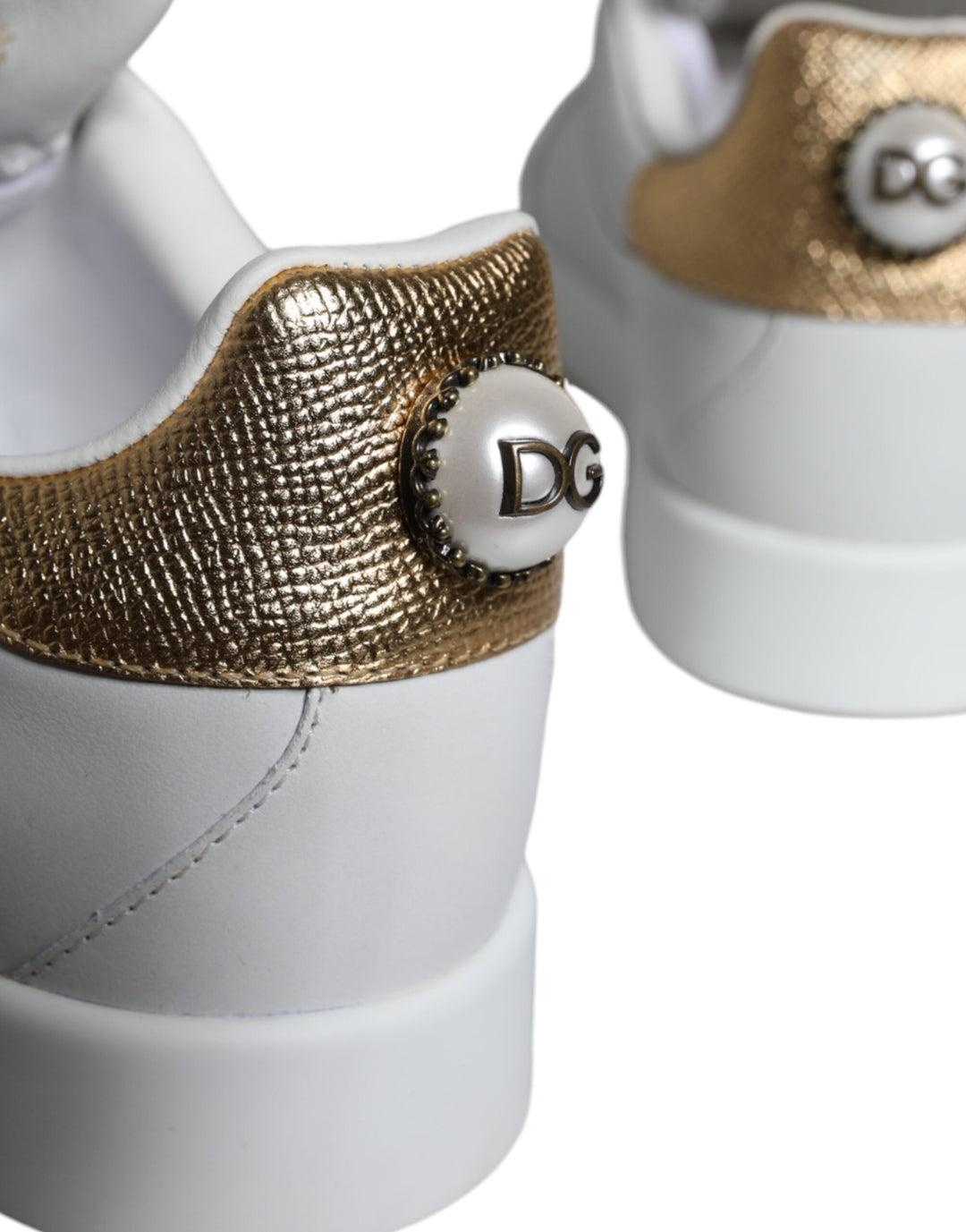 Dolce & Gabbana White Leather Portofino Low Top Sneaker Shoes