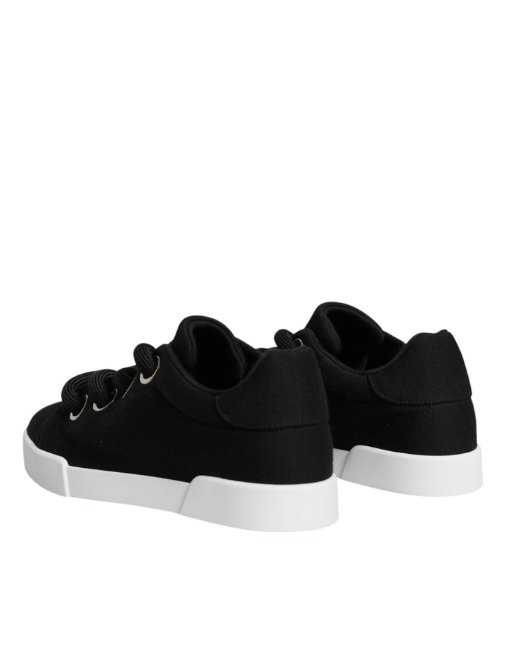 Dolce & Gabbana Black White Portofino Low Top Sneakers Shoes