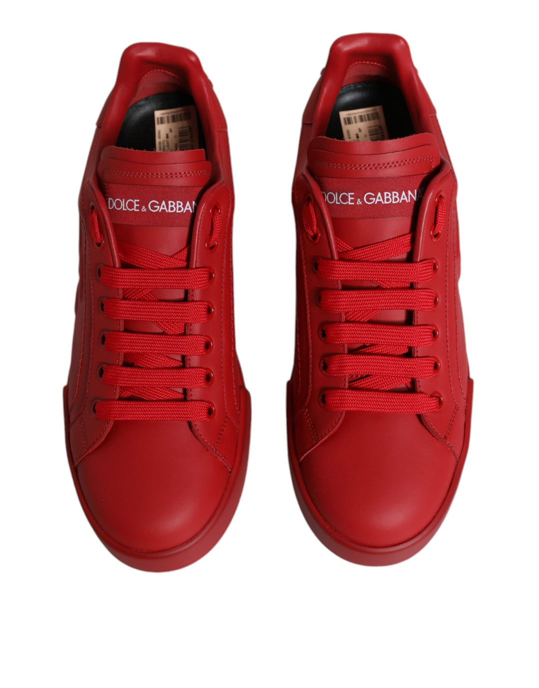 Dolce & Gabbana Red Leather Low Top Women Sneakers Shoes