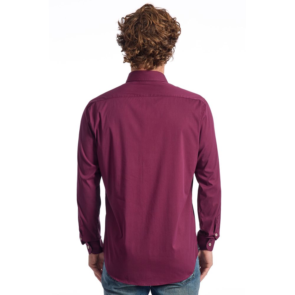 Baldinini Trend Burgundy Cotton Men Shirt