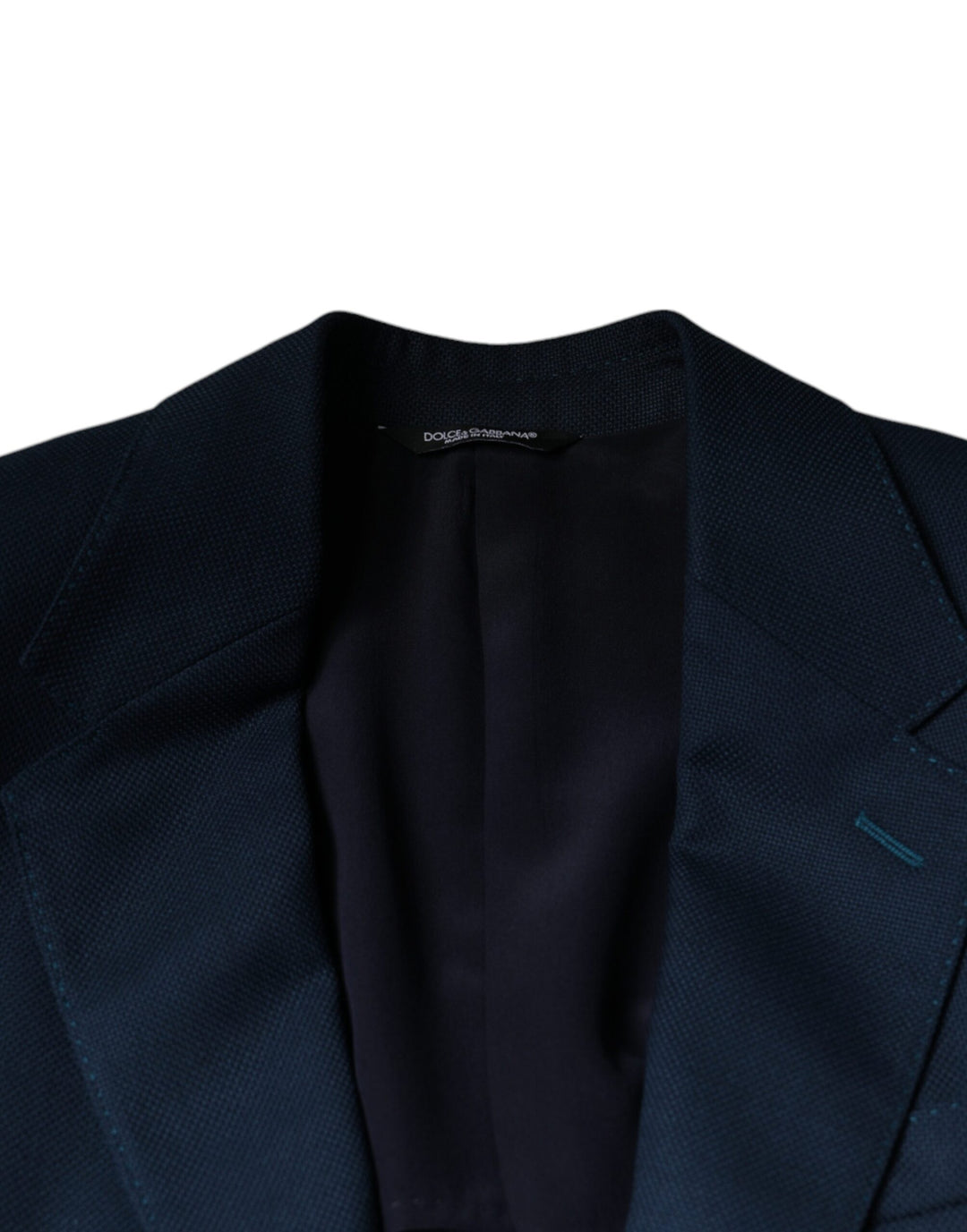 Dolce & Gabbana Blue Wool Logo Single Breasted Coat Blazer