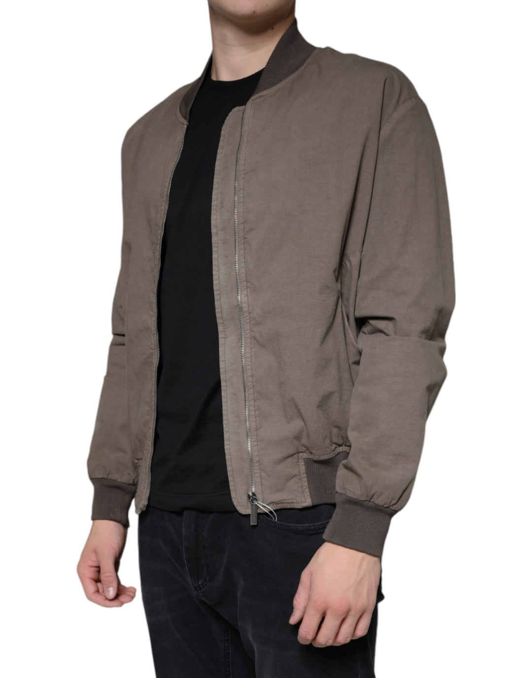 Bikkembergs Brown Full Zip Biker Bomber Long Sleeves Jacket