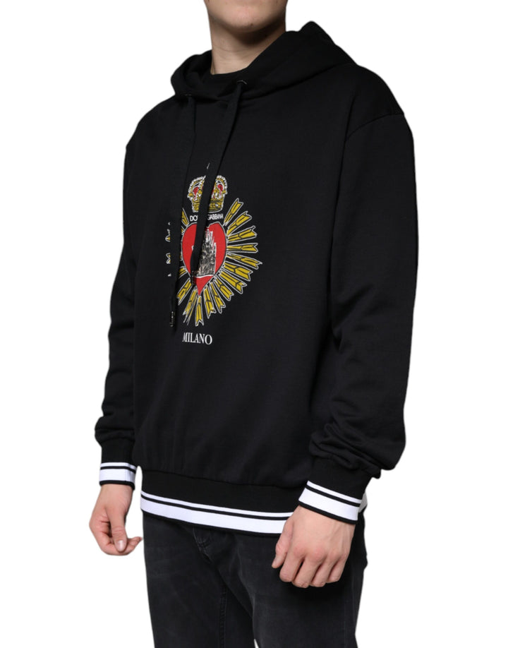 Dolce & Gabbana Black Sacred Heart Crown Hooded Sweatshirt Sweater