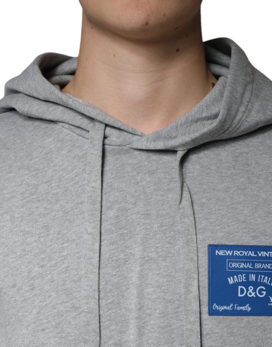 Dolce & Gabbana Gray Cotton Logo Hooded Sweatshirt Sweater